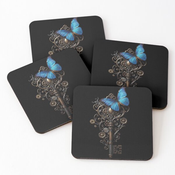 Item preview, Steampunk Victorian Key — Blue Butterfly & Gear Aesthetic designed and sold by SilentFlower.