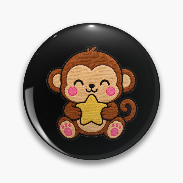Item preview, Cute Monkey Holding Yellow Star Kawaii Embroidery Patch designed and sold by ColorSplash123.