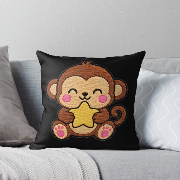 Item preview, Cute Monkey Holding Yellow Star Kawaii Embroidery Patch designed and sold by ColorSplash123.