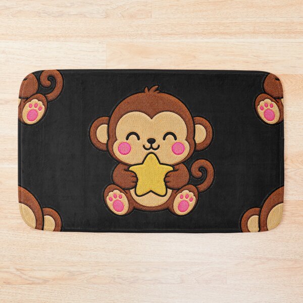 Item preview, Cute Monkey Holding Yellow Star Kawaii Embroidery Patch designed and sold by ColorSplash123.