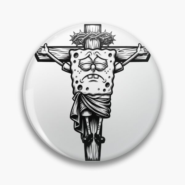 Item preview, Crucified Sponge – Dark Humor Retro Cartoon Poster designed and sold by WATEKE.