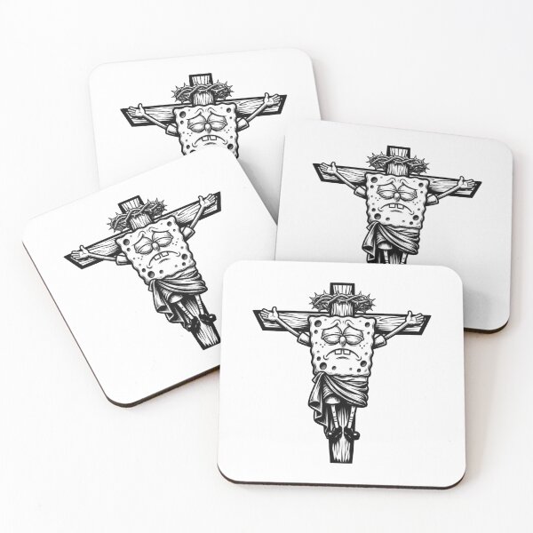 Item preview, Crucified Sponge – Dark Humor Retro Cartoon Poster designed and sold by WATEKE.