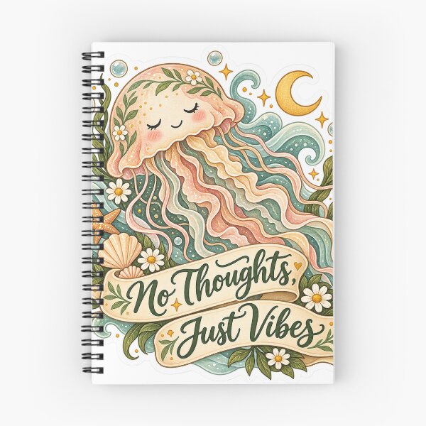 Item preview, No Thoughts Just Vibes – Dreamy Jellyfish Sticker designed and sold by ChicClicker.