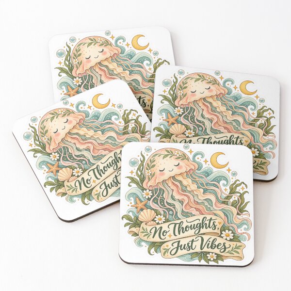 Item preview, No Thoughts Just Vibes – Dreamy Jellyfish Sticker designed and sold by ChicClicker.
