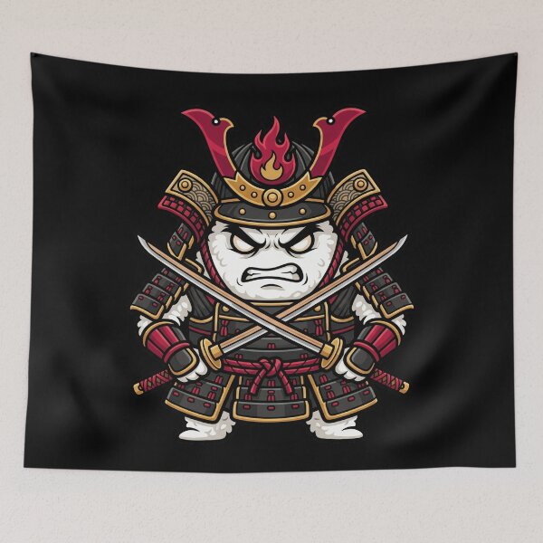Item preview, Fierce Samurai Rice Ball Onigiri Katana Japanese Food Mascot Aesthetic designed and sold by mood-draftsman.