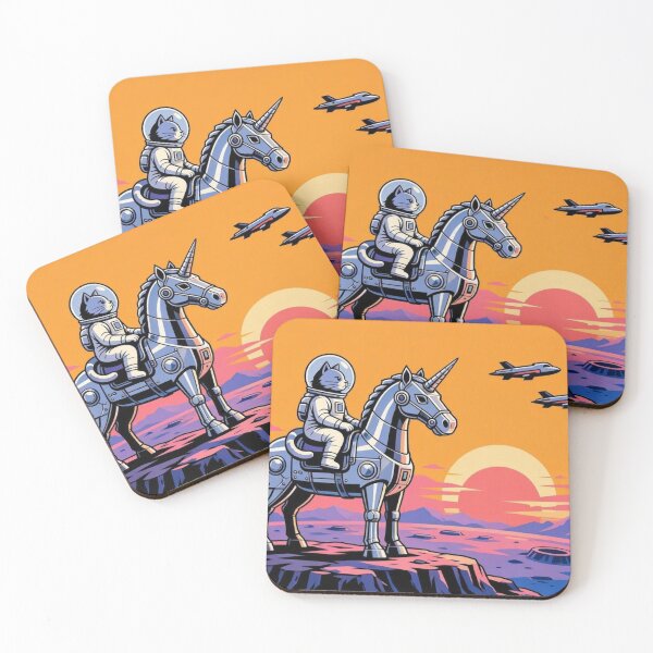 Item preview, Astronaut Cat Riding Robotic Unicorn – Cosmic Adventure Artwork designed and sold by Dogandesighn.