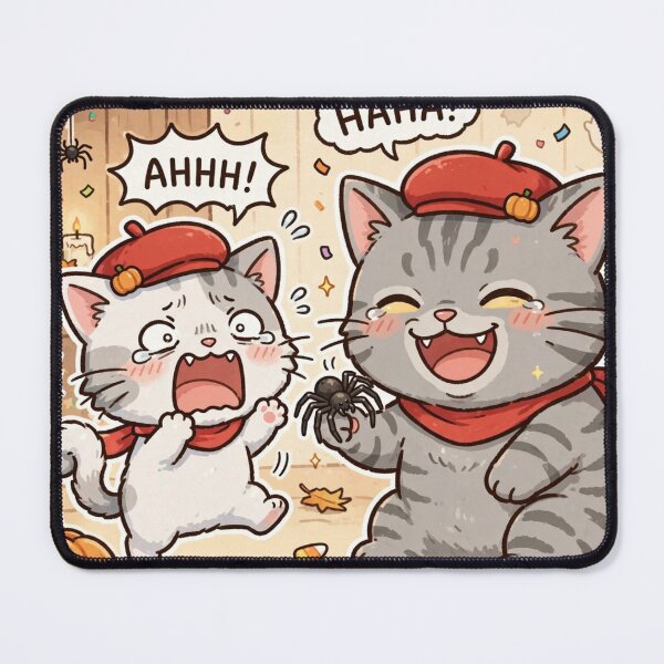 Item preview, Halloween Prank Kawaii Cats - Junior Pranks Freda With Spider - AHHH HAHA Meme designed and sold by MAISON SYLVIE.
