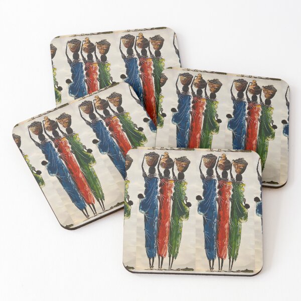 Item preview, Watercolor Maasai warriors women carrying their goods to home designed and sold by Joshuasanga76a.