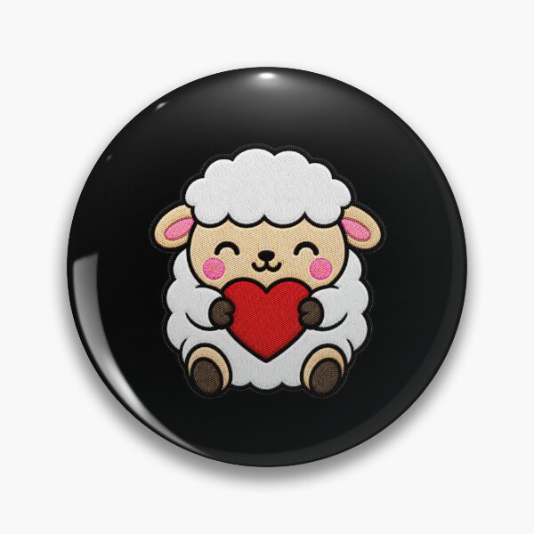 Item preview, Cute Sheep Holding Red Heart Kawaii Embroidery Patch designed and sold by ColorSplash123.