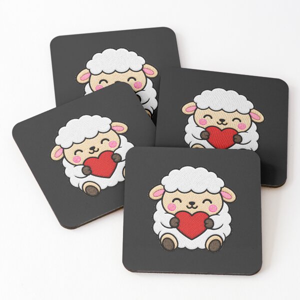 Item preview, Cute Sheep Holding Red Heart Kawaii Embroidery Patch designed and sold by ColorSplash123.