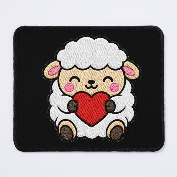 Item preview, Cute Sheep Holding Red Heart Kawaii Embroidery Patch designed and sold by ColorSplash123.