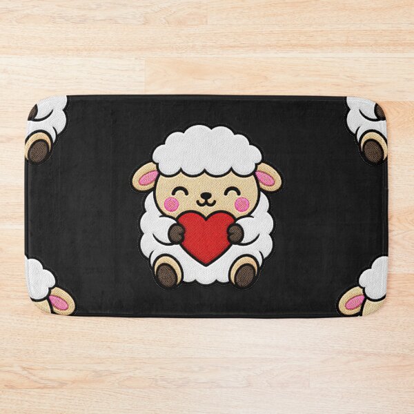 Item preview, Cute Sheep Holding Red Heart Kawaii Embroidery Patch designed and sold by ColorSplash123.