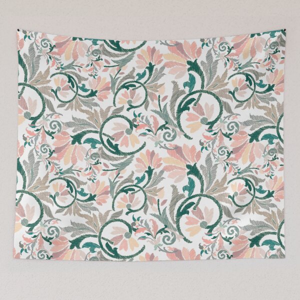 Item preview, Green & Pink Floral Pattern — Botanical Vintage Style designed and sold by behappyandrelax.