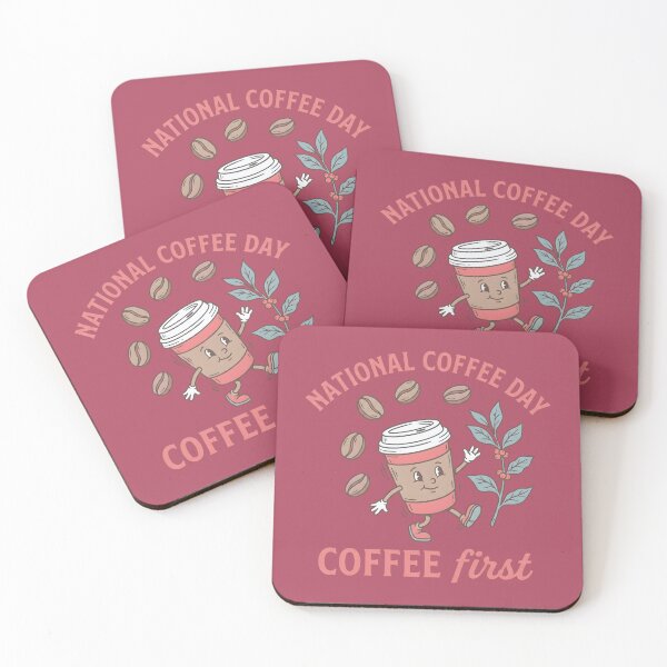 Item preview, National Coffee Day Cute Pastel Character designed and sold by HowToCanadian.