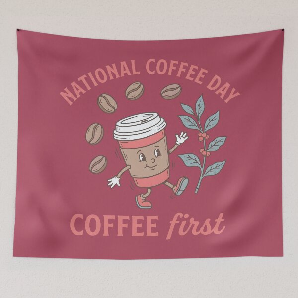 Item preview, National Coffee Day Cute Pastel Character designed and sold by HowToCanadian.