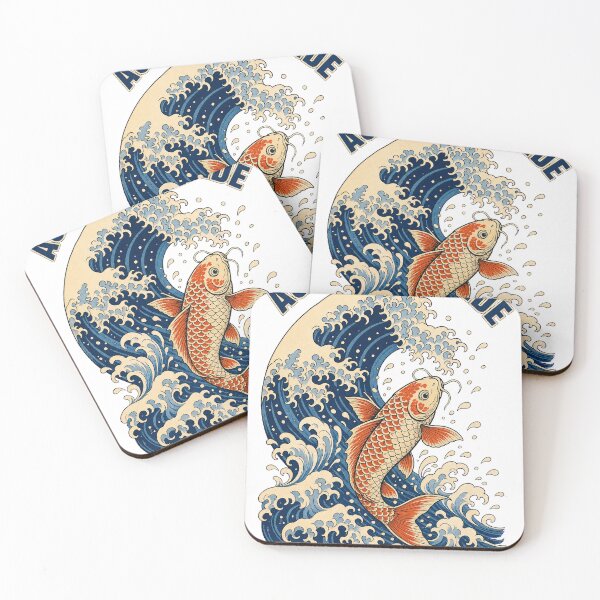 Item preview, Against The Tide Koi Fish Japanese Wave Graphic T-Shirt designed and sold by KIDEnia.