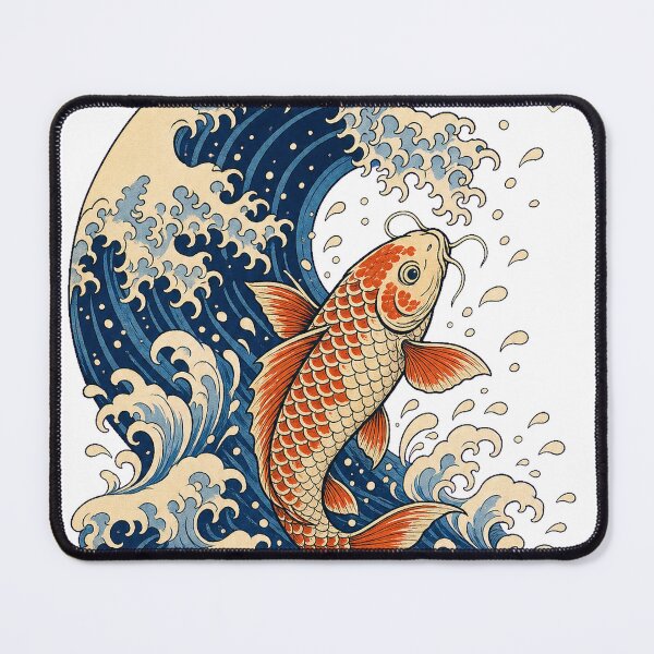 Item preview, Against The Tide Koi Fish Japanese Wave Graphic T-Shirt designed and sold by KIDEnia.