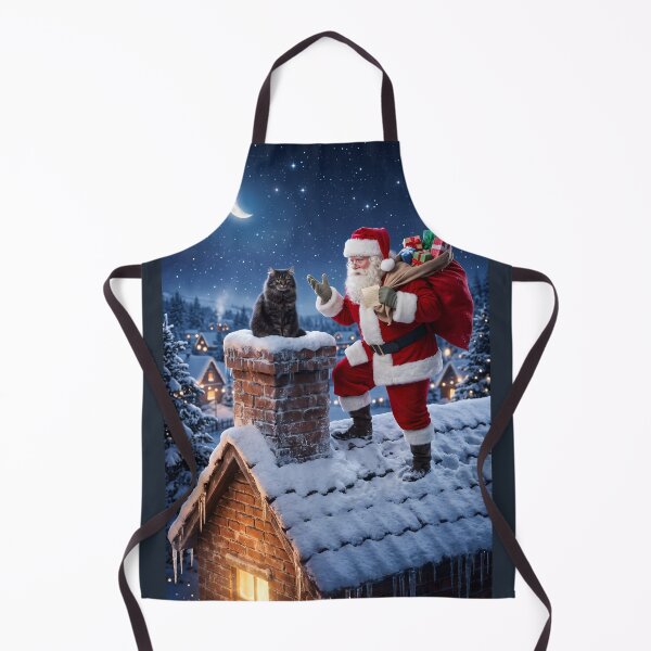 Item preview, Santa blocked by cat on chimney designed and sold by WiseBow.
