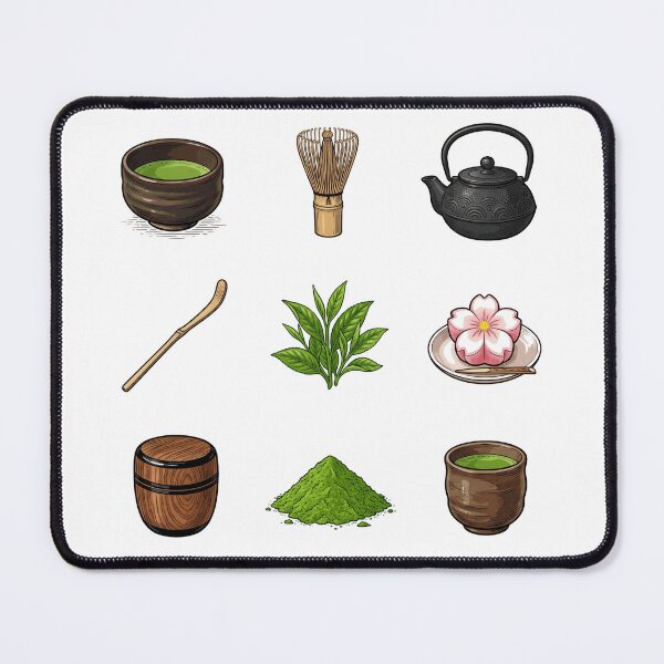 Item preview, Japanese Matcha Green Tea Ceremony Set Sticker Pack Chasen Wagashi Aesthetic designed and sold by mood-draftsman.