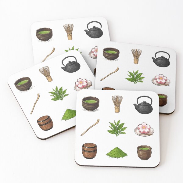 Item preview, Japanese Matcha Green Tea Ceremony Set Sticker Pack Chasen Wagashi Aesthetic designed and sold by mood-draftsman.