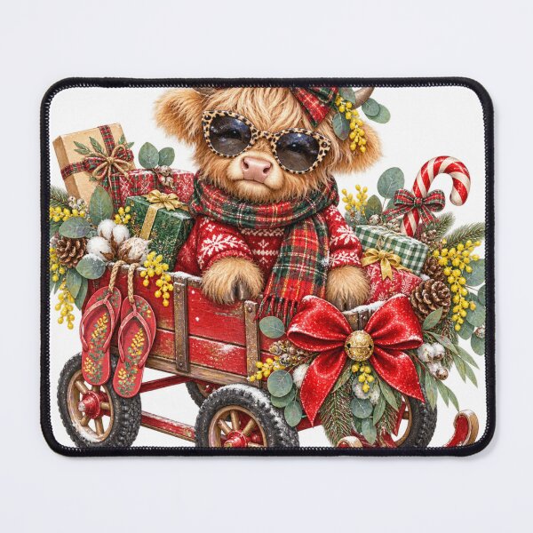 Item preview, Highland Cow Christmas Cute Highland Cow Wagon Wattle Christmas designed and sold by Yellowriversss.