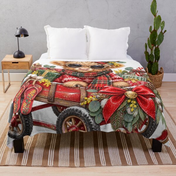 Item preview, Highland Cow Christmas Cute Highland Cow Wagon Wattle Christmas designed and sold by Yellowriversss.