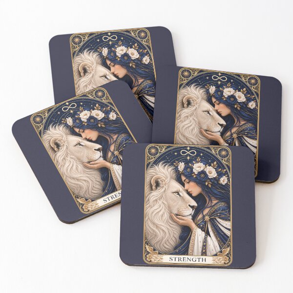 Item preview, Strength Tarot Card Lion Goddess Gothic Occult Art designed and sold by MythicMood.