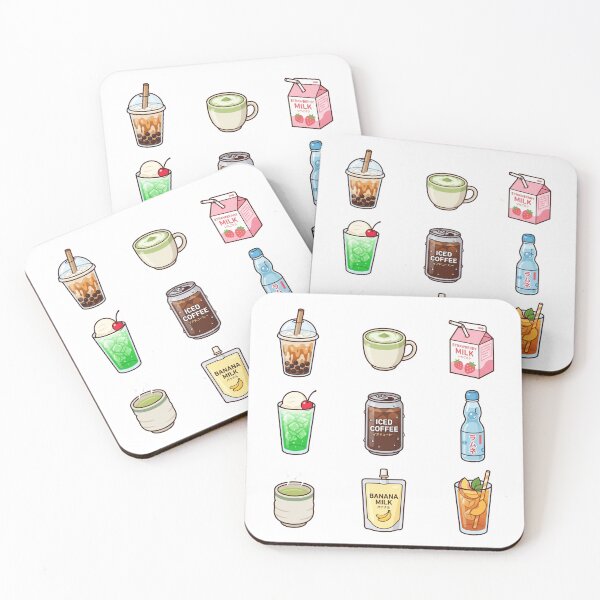 Item preview, Cute Japanese Drinks Sticker Pack Boba Melon Soda Milk Ramune Aesthetic designed and sold by mood-draftsman.