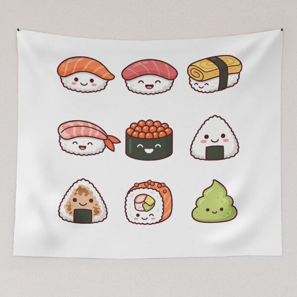 Item preview, Cute Kawaii Sushi Sticker Pack Onigiri Nigiri Japanese Food Aesthetic designed and sold by mood-draftsman.