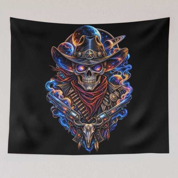 Item preview, Space Cowboy Skull  Cosmic Western Skeleton Sci-Fi T-Shirt designed and sold by HAFIZ-DP.