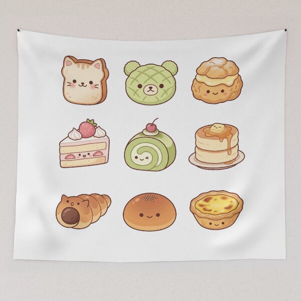 Item preview, Cute Kawaii Japanese Bakery Sticker Pack Bread Cake Melonpan Aesthetic designed and sold by mood-draftsman.