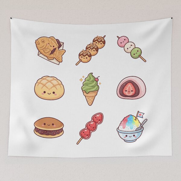 Item preview, Cute Kawaii Japanese Street Food & Desserts Sticker Pack Taiyaki Dango Aesthetic designed and sold by mood-draftsman.
