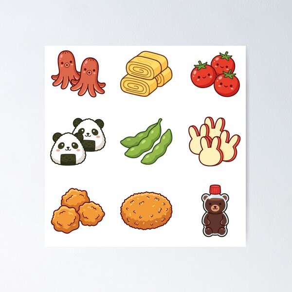 Item preview, Cute Kawaii Japanese Bento Box Side Dishes Sticker Pack Foodie Aesthetic designed and sold by mood-draftsman.