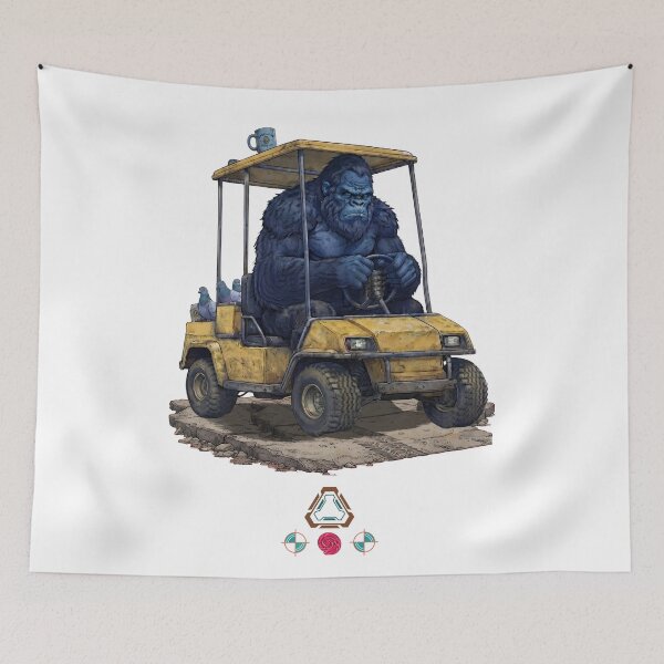 Item preview, Bigfoot Driving a Golf Cart with Pigeons and Coffee Funny Sasquatch designed and sold by Whimsy Trail Co.