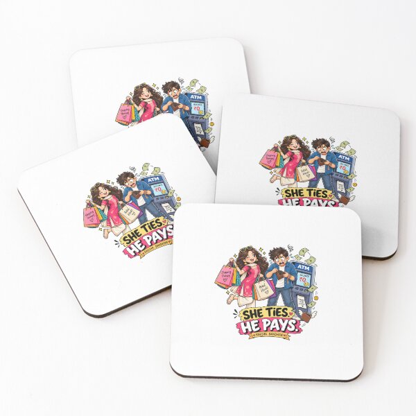 Item preview, She Ties, He Pays – Funny Raksha Bandhan Shopping Sister Design designed and sold by GrapixieStudio.