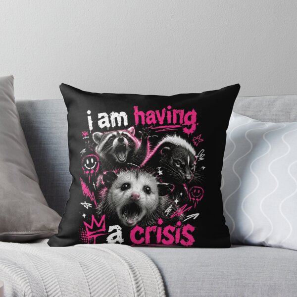 Item preview, I Am Having A Crisis Raccoon Skunk Opossum Overwhelmed Humor designed and sold by RetroMini2026.
