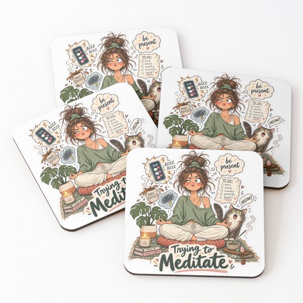 Item preview, Trying to Meditate – Funny Yoga & Mindfulness Sticker designed and sold by ChicClicker.