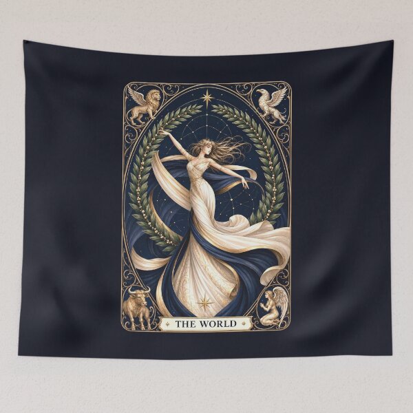 Item preview, The World Tarot Card Goddess Gothic Occult Art  designed and sold by MythicMood.