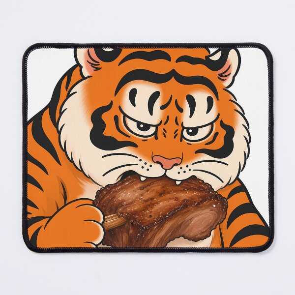 Item preview, Chubby Tiger Biting Grilled Steak Skewer designed and sold by aigcx.
