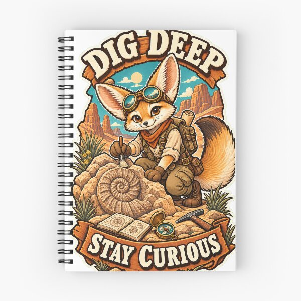 Item preview, Dig Deep Stay Curious Fennec Paleontologist designed and sold by PixelPaw Prints.