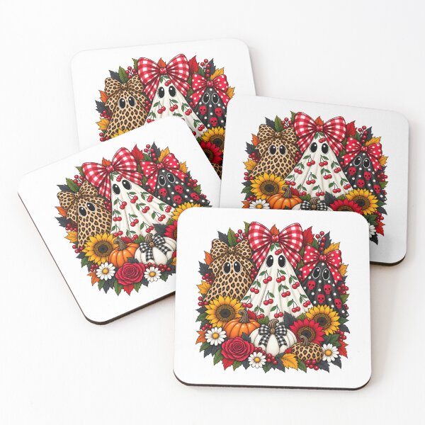 Item preview, Cute Halloween Ghosts Leopard Cherry Bow Autumn Floral Halloween designed and sold by afr-saad.