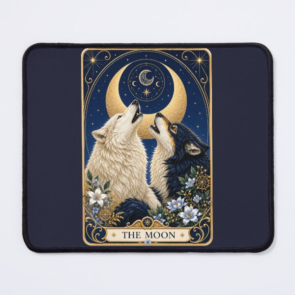 Item preview, The Moon Tarot Card Wolf Goddess Gothic Occult Art designed and sold by MythicMood.