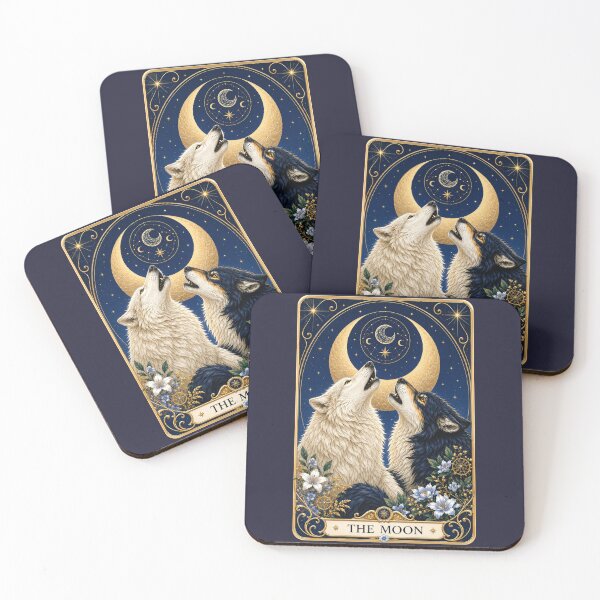 Item preview, The Moon Tarot Card Wolf Goddess Gothic Occult Art designed and sold by MythicMood.