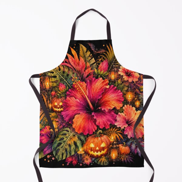 Item preview, Halloween Tropical Hibiscus Pumpkin Lantern with Bats designed and sold by IamNolmo.