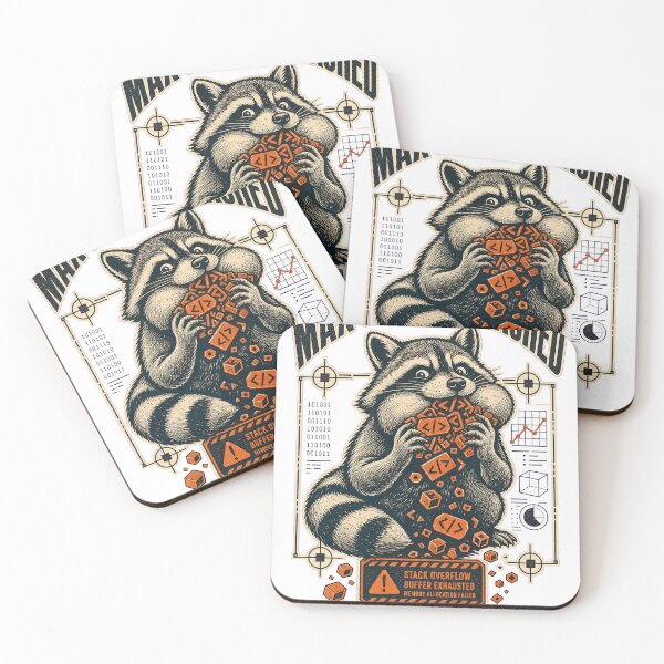 Item preview, Max Tokens Reached Raccoon Linocut Tee - Funny AI Error Design designed and sold by KIDEnia.