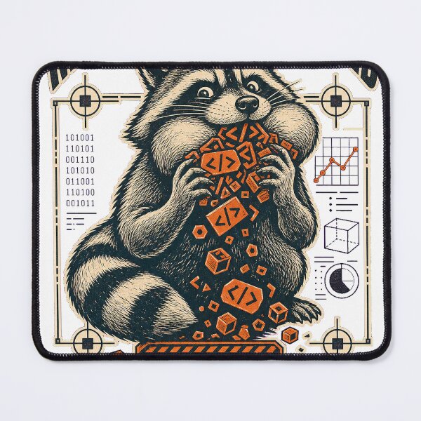 Item preview, Max Tokens Reached Raccoon Linocut Tee - Funny AI Error Design designed and sold by KIDEnia.