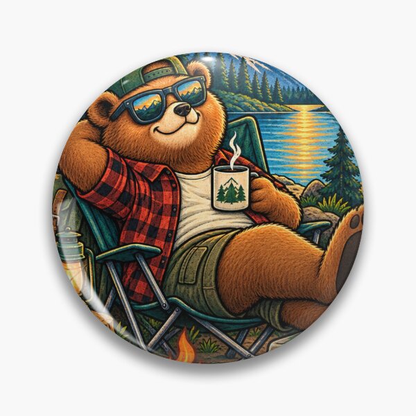 Item preview, Vintage Camping Bear Mountain Lake Illustration designed and sold by lovepower.