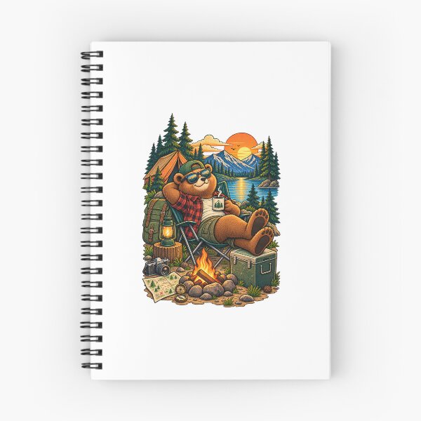 Item preview, Vintage Camping Bear Mountain Lake Illustration designed and sold by lovepower.