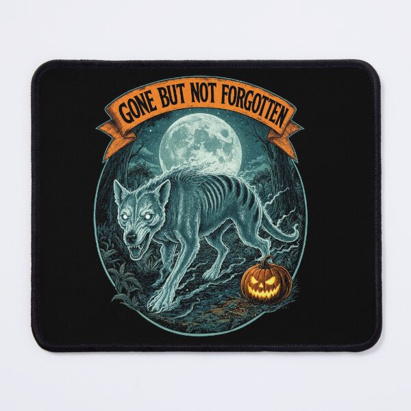Item preview, Zombie Tasmanian Tiger – “Gone But Not Forgotten” Moonlit Horror Illustration designed and sold by Designs By Ms Mal_Tas.