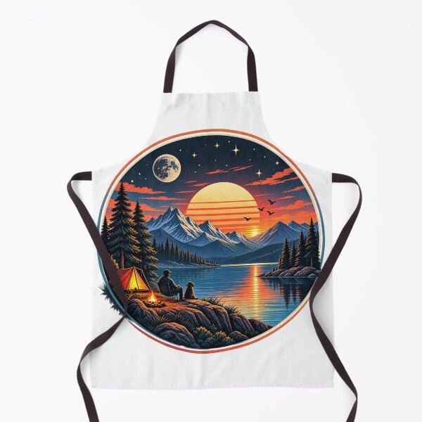 Item preview, Mountain Lake Sunset Camping – Vintage Retro Nature T-Shirt Design designed and sold by LarkLeaf.